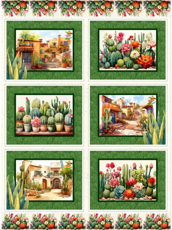 Visão geral do painel Jogo Americano Viva México sarja impermeavel com 6 estampas diferentes em sarja impermeável na Sacrum Cor.