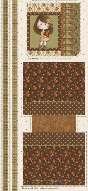 Sacrum cor | Tecidos Digitais, Tricolines e Barrados 49 PRÉ MOLDADO TRICOLINE PAINEL BOLSA OUTONO - 100% ALGODÃO