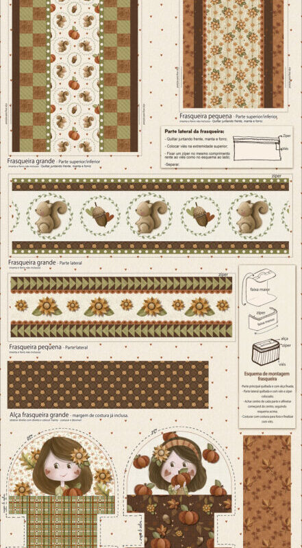 Sacrum cor | Tecidos Digitais, Tricolines e Barrados 54 TRICOLINE PAINEL FRASQUEIRA OUTONO - 100% ALGODÃO