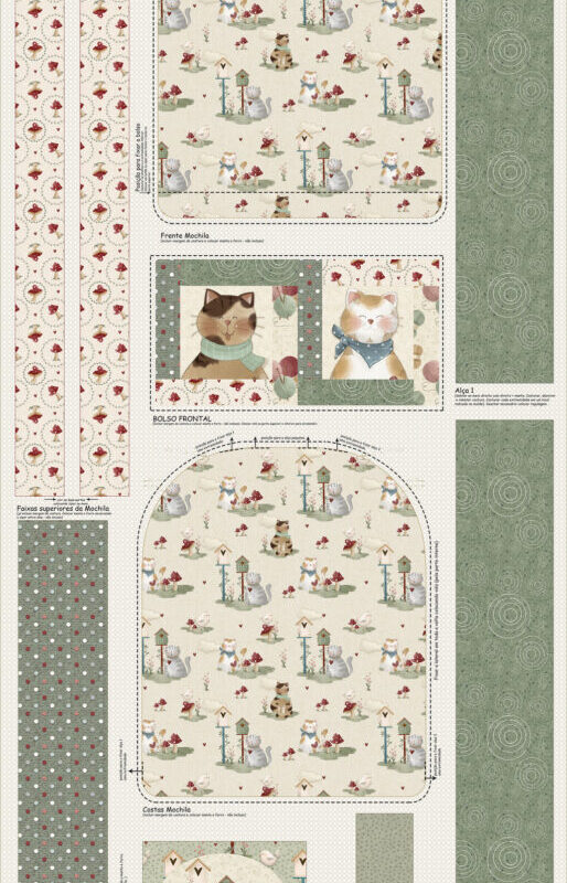 PRÉ MOLDADO TRICOLINE - MOCHILA CATS - 100% ALGODÃO