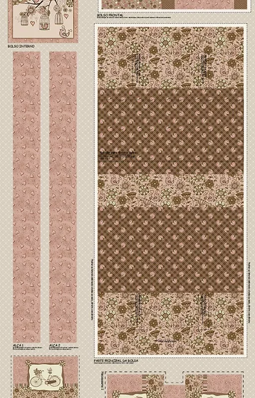 PRÉ MOLDADO TRICOLINE - PAINEL BOLSA PÁSSAROS - 100% ALGODÃO