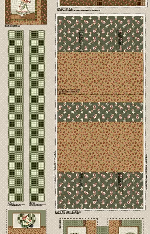 PRÉ MOLDADO TRICOLINE - PAINEL BOLSA SUNBONET - 100% ALGODÃO