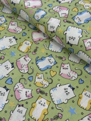 TECIDO TRICOLINE GATO VERDE