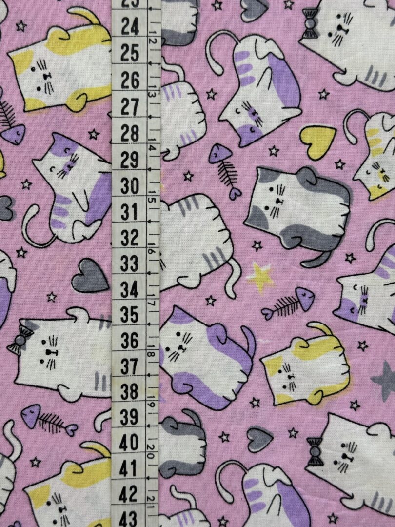 TECIDO TRICOLINE GATO ROSA - Imagem 3