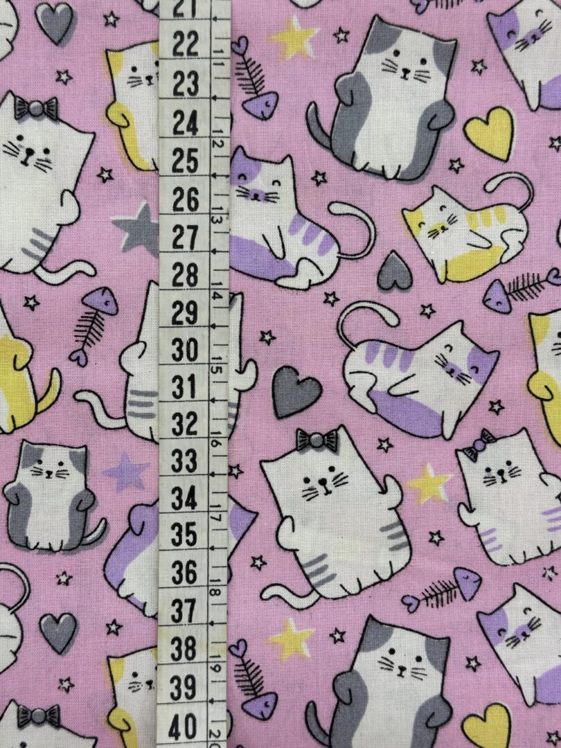 TECIDO TRICOLINE GATO ROSA - Imagem 2