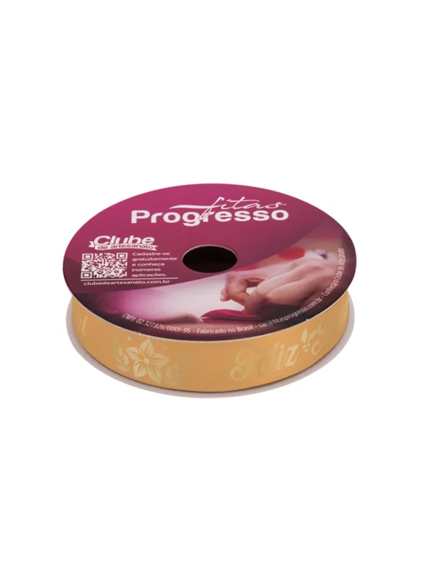 Rolo de Fita de Cetim Natalina 22mm ideal para confeccionar laços de presente e enfeites de Natal.