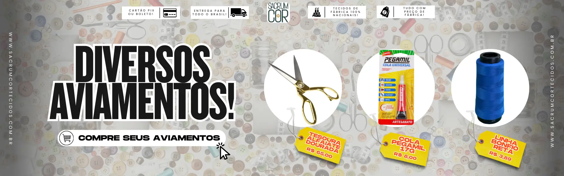 Sacrum cor | Tecidos Digitais, Tricolines e Barrados 2 loja online aviamentos completos sacrum cor