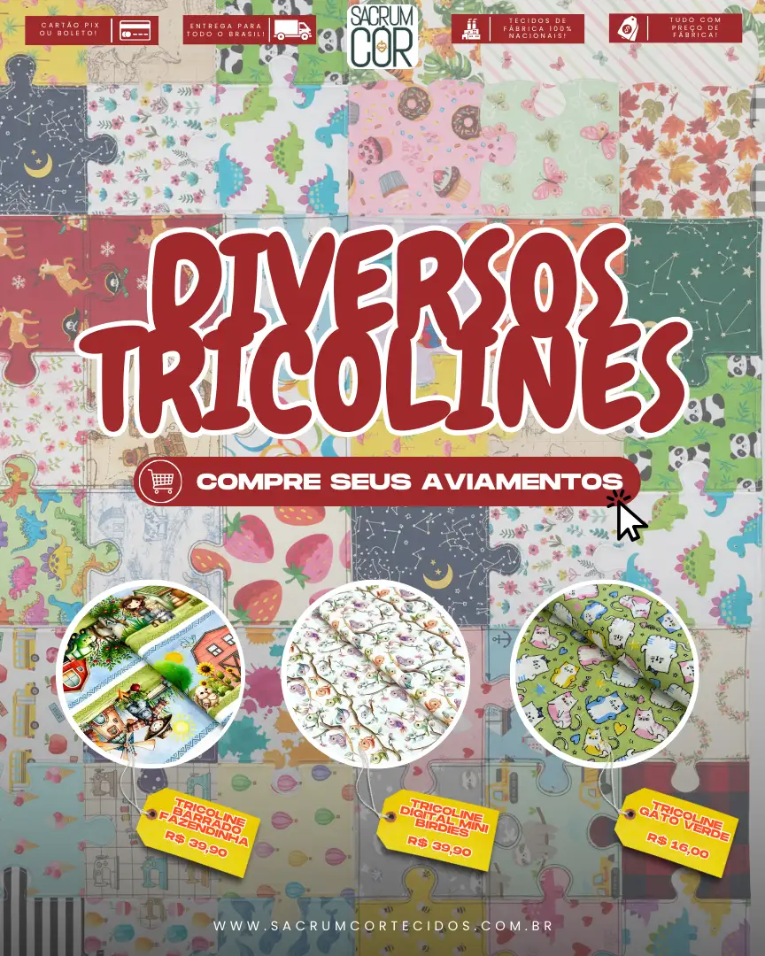 Sacrum cor | Tecidos Digitais, Tricolines e Barrados 5 tricolines estampadas algodao mobile sacrum cor